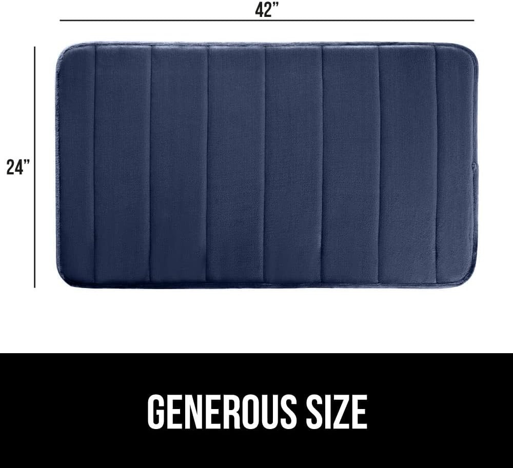 image:imageGORILLA GRIP Memory Foam Bath Mat Soft Absorbent US Designed Bathroom Rug Gripping Dots Machine Washable Bathmat Cushioned Floor Mats Shower Sink Rugs Room Dcor Accessories 24x17 Graphite GrayStriped Navy