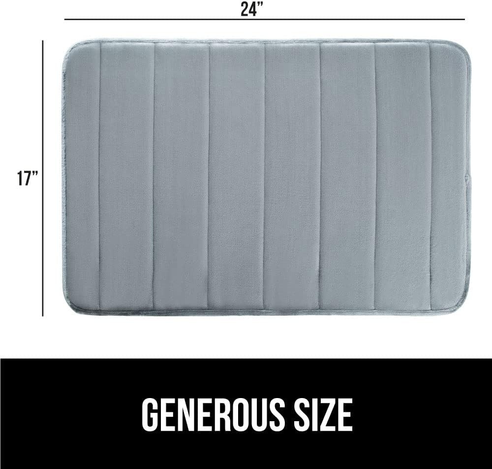 image:imageGORILLA GRIP Memory Foam Bath Mat Soft Absorbent US Designed Bathroom Rug Gripping Dots Machine Washable Bathmat Cushioned Floor Mats Shower Sink Rugs Room Dcor Accessories 24x17 Graphite GrayStriped Graphite Gray