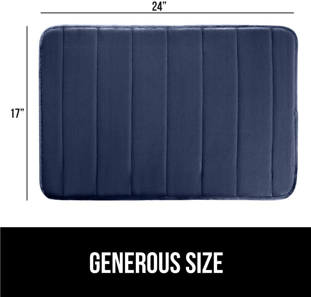 image:imageGORILLA GRIP Memory Foam Bath Mat Soft Absorbent US Designed Bathroom Rug Gripping Dots Machine Washable Bathmat Cushioned Floor Mats Shower Sink Rugs Room Dcor Accessories 24x17 Graphite GrayStriped Navy