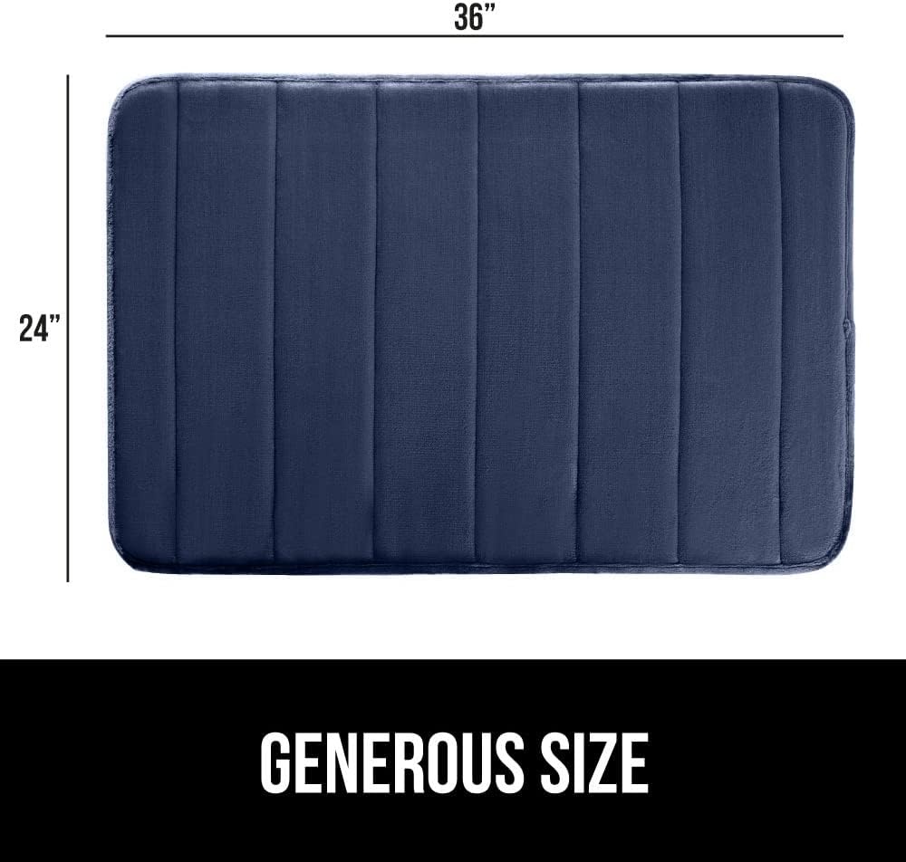 image:imageGORILLA GRIP Memory Foam Bath Mat Soft Absorbent US Designed Bathroom Rug Gripping Dots Machine Washable Bathmat Cushioned Floor Mats Shower Sink Rugs Room Dcor Accessories 24x17 Graphite GrayStriped Navy