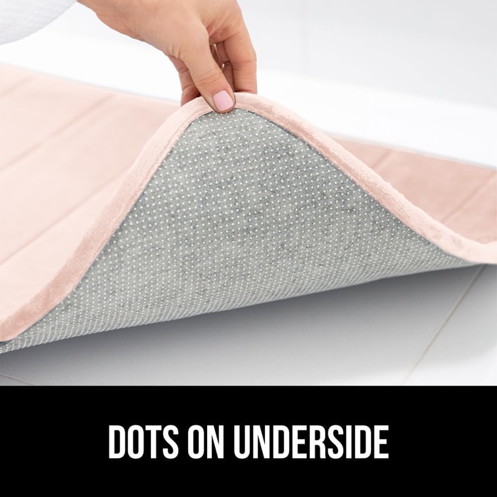 image:imageGORILLA GRIP Memory Foam Bath Mat Soft Absorbent US Designed Bathroom Rug Gripping Dots Machine Washable Bathmat Cushioned Floor Mats Shower Sink Rugs Room Dcor Accessories 24x17 Graphite GrayStriped Pink