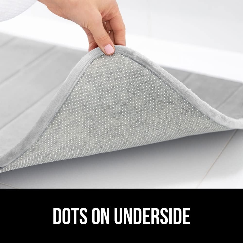 image:imageGORILLA GRIP Memory Foam Bath Mat Soft Absorbent US Designed Bathroom Rug Gripping Dots Machine Washable Bathmat Cushioned Floor Mats Shower Sink Rugs Room Dcor Accessories 24x17 Graphite GrayStriped Light Gray