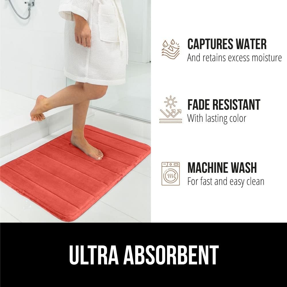image:imageGORILLA GRIP Memory Foam Bath Mat Soft Absorbent US Designed Bathroom Rug Gripping Dots Machine Washable Bathmat Cushioned Floor Mats Shower Sink Rugs Room Dcor Accessories 24x17 Graphite GrayStriped Coral
