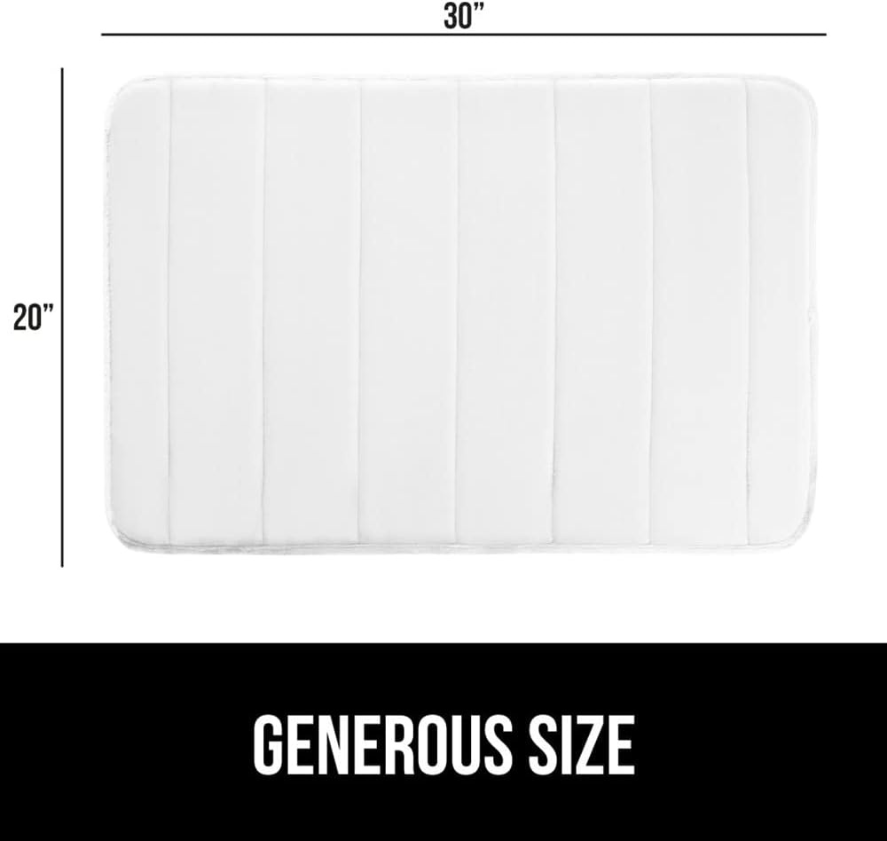 image:imageGORILLA GRIP Memory Foam Bath Mat Soft Absorbent US Designed Bathroom Rug Gripping Dots Machine Washable Bathmat Cushioned Floor Mats Shower Sink Rugs Room Dcor Accessories 24x17 Graphite GrayStriped White