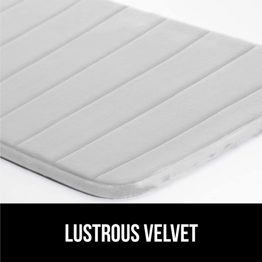 image:imageGORILLA GRIP Memory Foam Bath Mat Soft Absorbent US Designed Bathroom Rug Gripping Dots Machine Washable Bathmat Cushioned Floor Mats Shower Sink Rugs Room Dcor Accessories 24x17 Graphite GrayStriped Light Gray