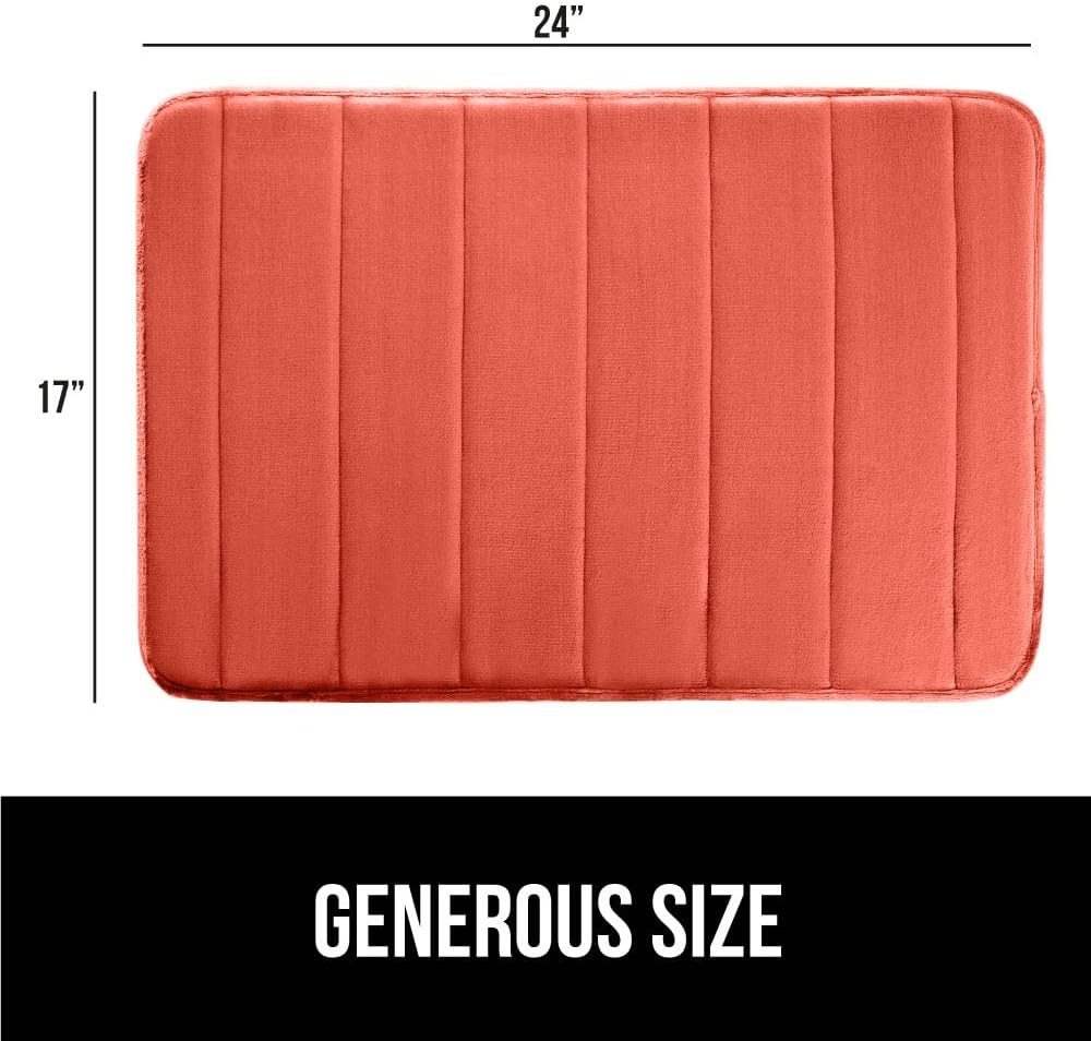 image:imageGORILLA GRIP Memory Foam Bath Mat Soft Absorbent US Designed Bathroom Rug Gripping Dots Machine Washable Bathmat Cushioned Floor Mats Shower Sink Rugs Room Dcor Accessories 24x17 Graphite GrayStriped Coral
