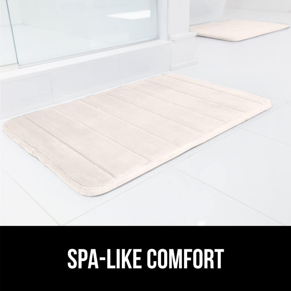 image:imageGORILLA GRIP Memory Foam Bath Mat Soft Absorbent US Designed Bathroom Rug Gripping Dots Machine Washable Bathmat Cushioned Floor Mats Shower Sink Rugs Room Dcor Accessories 24x17 Graphite GrayStriped Cream