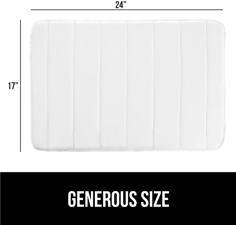 image:imageGORILLA GRIP Memory Foam Bath Mat Soft Absorbent US Designed Bathroom Rug Gripping Dots Machine Washable Bathmat Cushioned Floor Mats Shower Sink Rugs Room Dcor Accessories 24x17 Graphite GrayStriped White