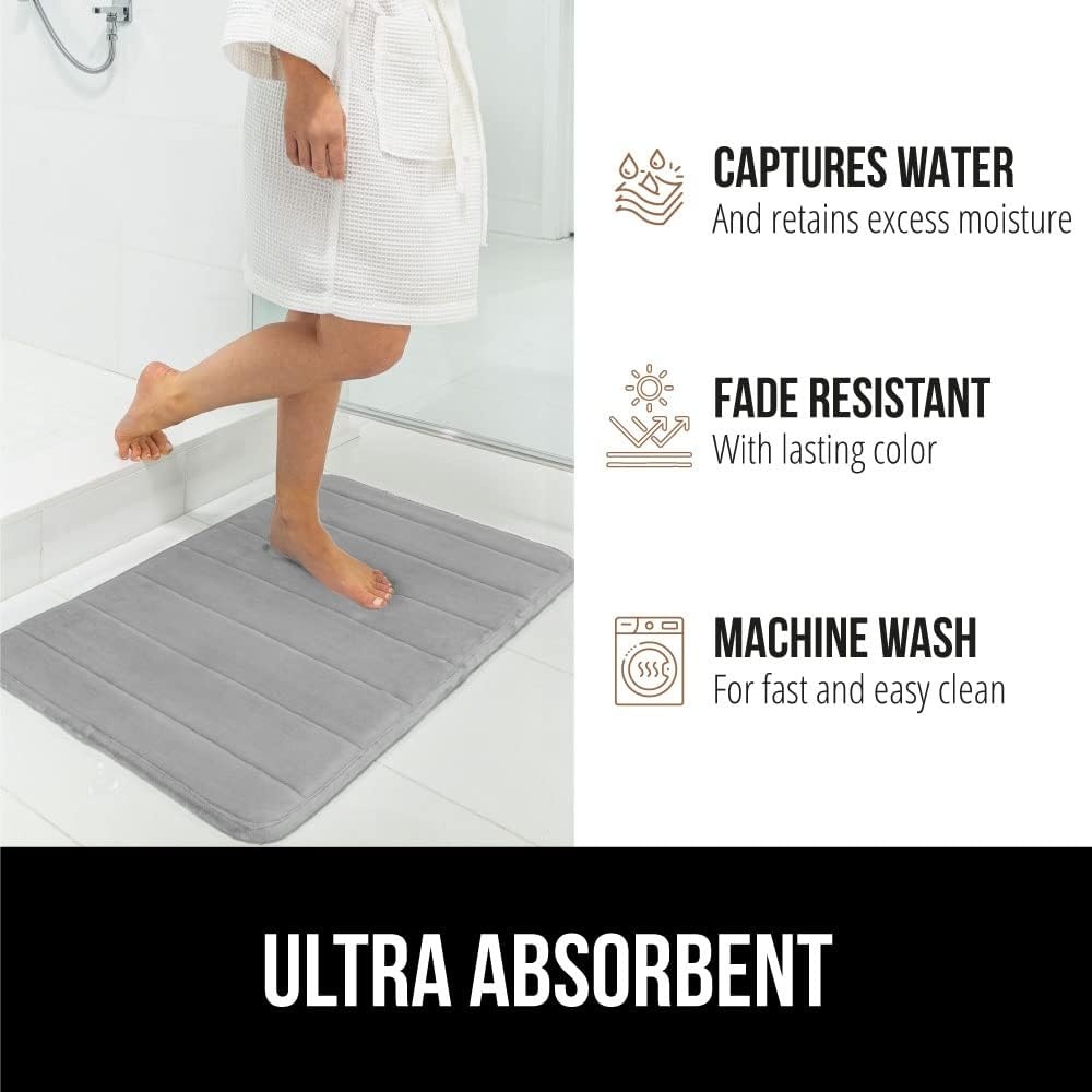 image:imageGORILLA GRIP Memory Foam Bath Mat Soft Absorbent US Designed Bathroom Rug Gripping Dots Machine Washable Bathmat Cushioned Floor Mats Shower Sink Rugs Room Dcor Accessories 24x17 Graphite GrayStriped Graphite Gray