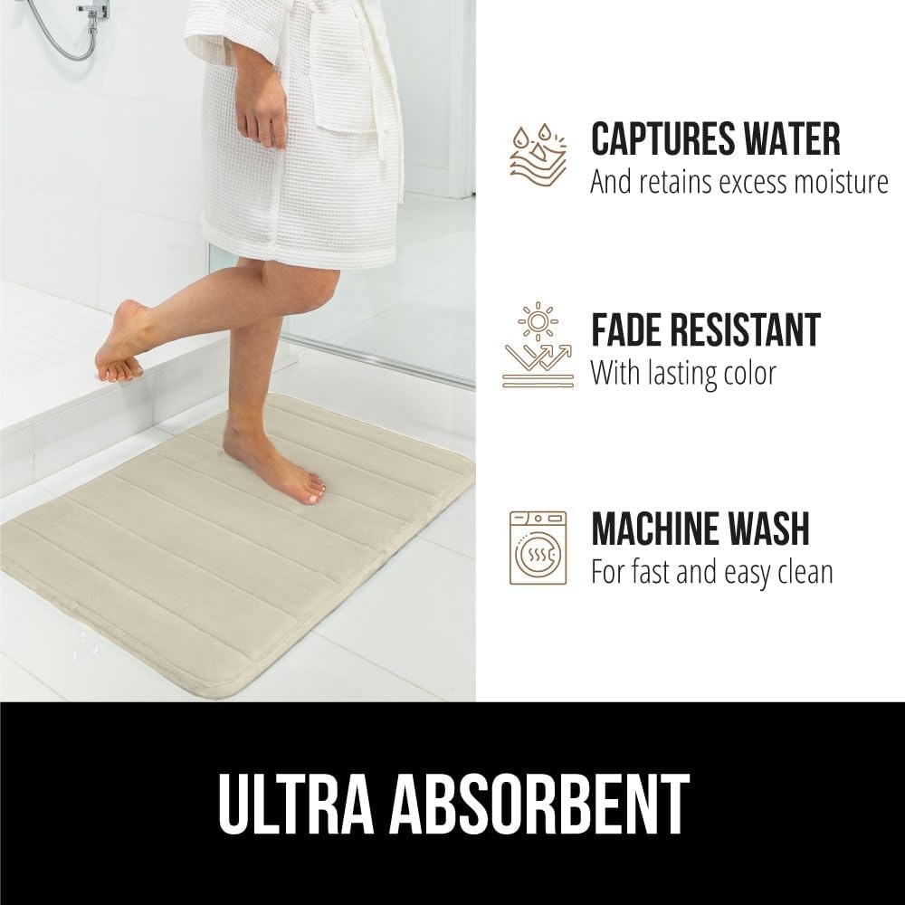 image:imageGORILLA GRIP Memory Foam Bath Mat Soft Absorbent US Designed Bathroom Rug Gripping Dots Machine Washable Bathmat Cushioned Floor Mats Shower Sink Rugs Room Dcor Accessories 24x17 Graphite GrayStriped Champagne