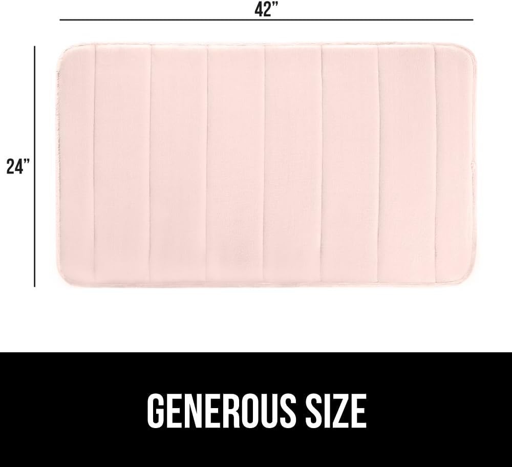 image:imageGORILLA GRIP Memory Foam Bath Mat Soft Absorbent US Designed Bathroom Rug Gripping Dots Machine Washable Bathmat Cushioned Floor Mats Shower Sink Rugs Room Dcor Accessories 24x17 Graphite GrayStriped Pink