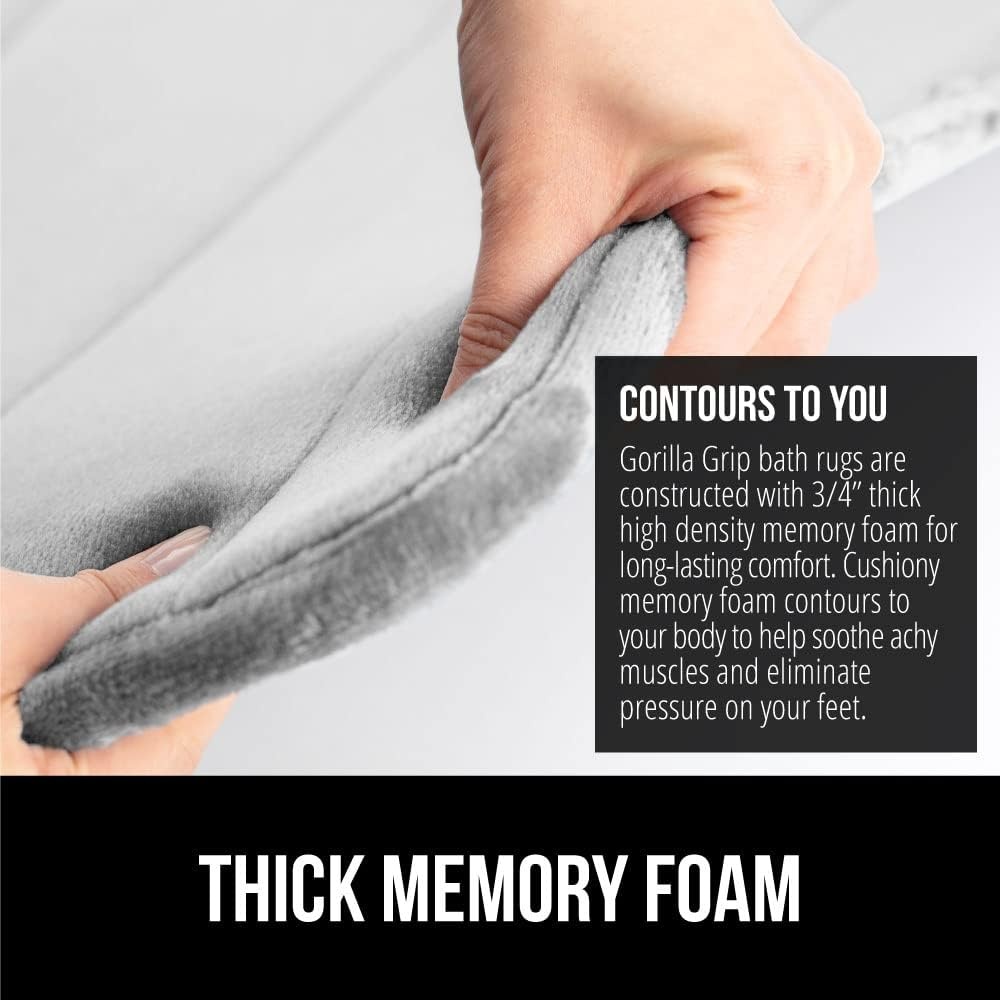 image:imageGORILLA GRIP Memory Foam Bath Mat Soft Absorbent US Designed Bathroom Rug Gripping Dots Machine Washable Bathmat Cushioned Floor Mats Shower Sink Rugs Room Dcor Accessories 24x17 Graphite GrayStriped Light Gray