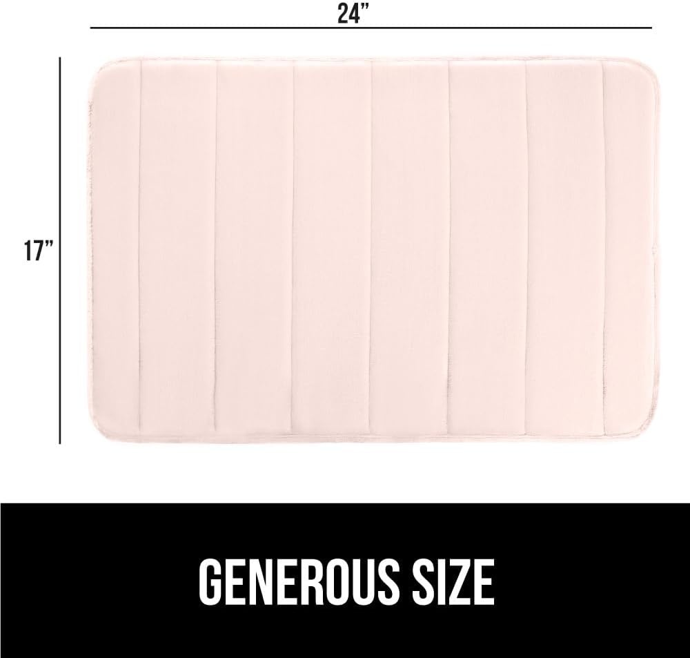 image:imageGORILLA GRIP Memory Foam Bath Mat Soft Absorbent US Designed Bathroom Rug Gripping Dots Machine Washable Bathmat Cushioned Floor Mats Shower Sink Rugs Room Dcor Accessories 24x17 Graphite GrayStriped Pink