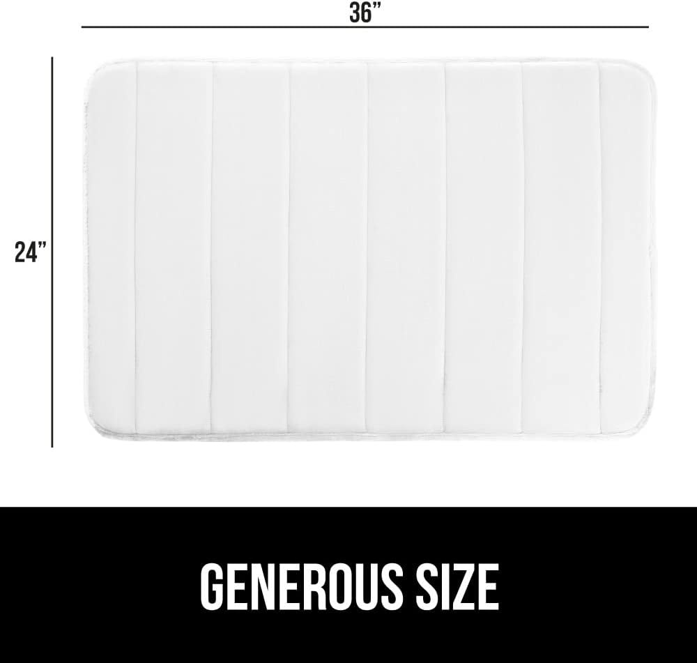image:imageGORILLA GRIP Memory Foam Bath Mat Soft Absorbent US Designed Bathroom Rug Gripping Dots Machine Washable Bathmat Cushioned Floor Mats Shower Sink Rugs Room Dcor Accessories 24x17 Graphite GrayStriped White