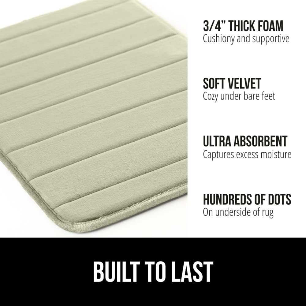 image:imageGORILLA GRIP Memory Foam Bath Mat Soft Absorbent US Designed Bathroom Rug Gripping Dots Machine Washable Bathmat Cushioned Floor Mats Shower Sink Rugs Room Dcor Accessories 24x17 Graphite GrayStriped Sage