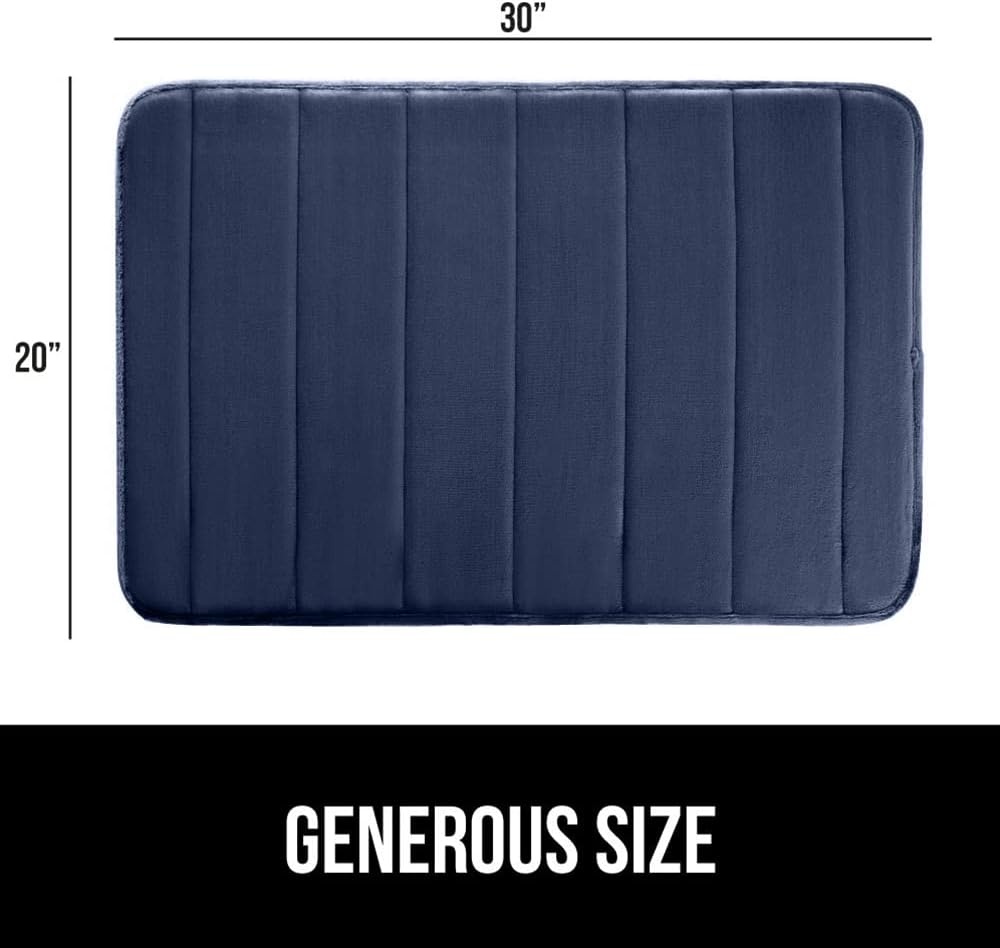 image:imageGORILLA GRIP Memory Foam Bath Mat Soft Absorbent US Designed Bathroom Rug Gripping Dots Machine Washable Bathmat Cushioned Floor Mats Shower Sink Rugs Room Dcor Accessories 24x17 Graphite GrayStriped Navy