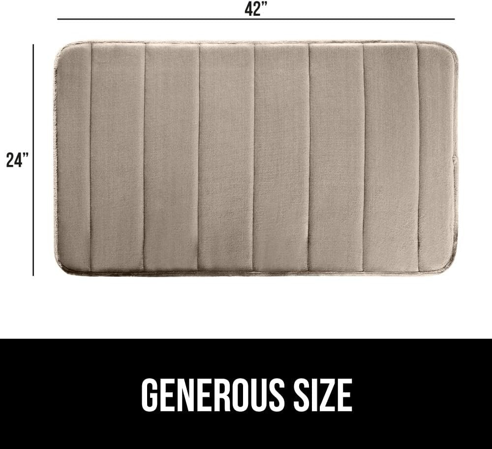 image:imageGORILLA GRIP Memory Foam Bath Mat Soft Absorbent US Designed Bathroom Rug Gripping Dots Machine Washable Bathmat Cushioned Floor Mats Shower Sink Rugs Room Dcor Accessories 24x17 Graphite GrayStriped Taupe