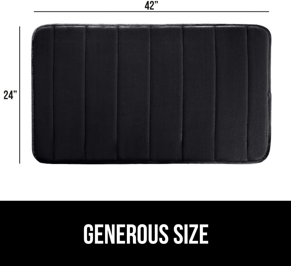 image:imageGORILLA GRIP Memory Foam Bath Mat Soft Absorbent US Designed Bathroom Rug Gripping Dots Machine Washable Bathmat Cushioned Floor Mats Shower Sink Rugs Room Dcor Accessories 24x17 Graphite GrayStriped Black
