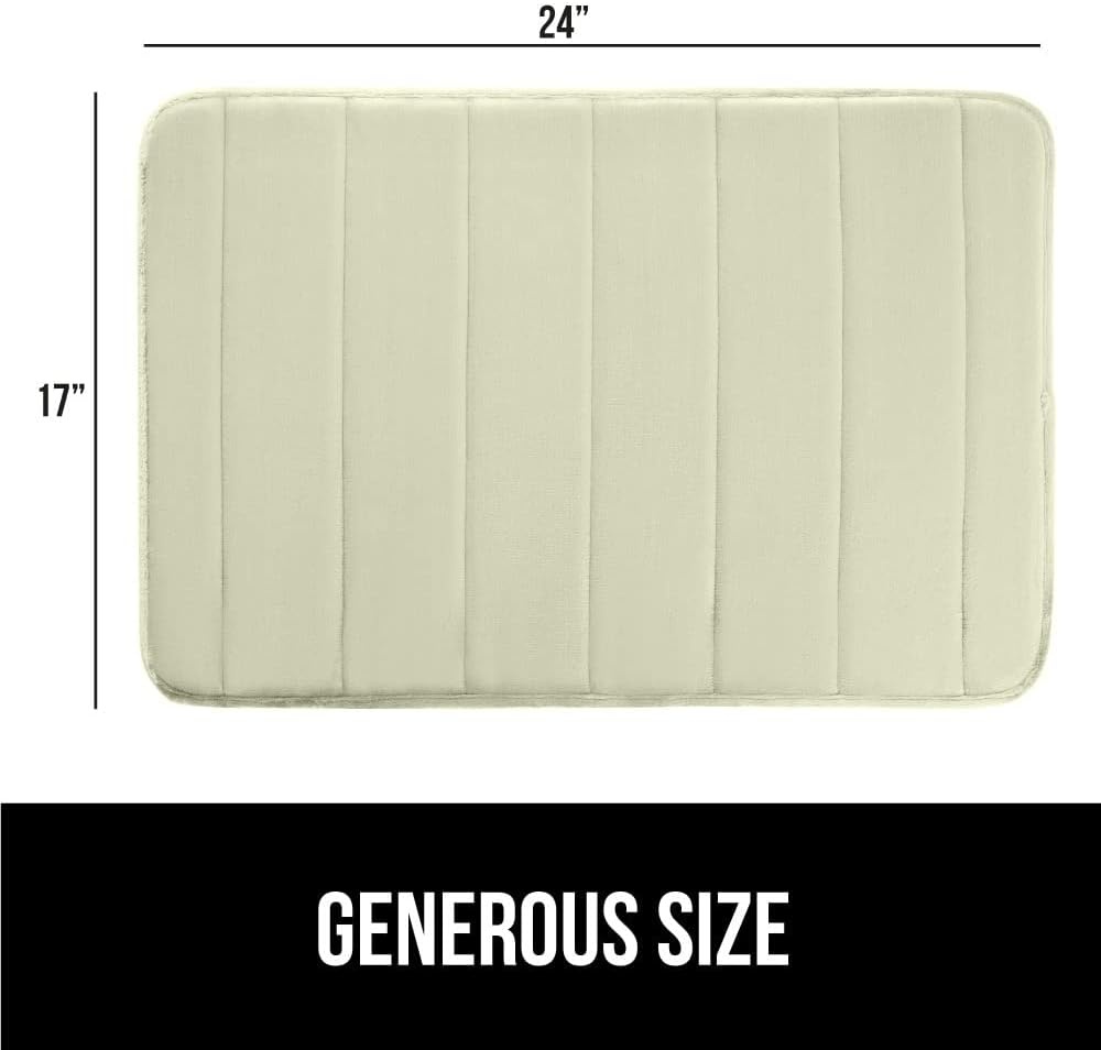 image:imageGORILLA GRIP Memory Foam Bath Mat Soft Absorbent US Designed Bathroom Rug Gripping Dots Machine Washable Bathmat Cushioned Floor Mats Shower Sink Rugs Room Dcor Accessories 24x17 Graphite GrayStriped Sage