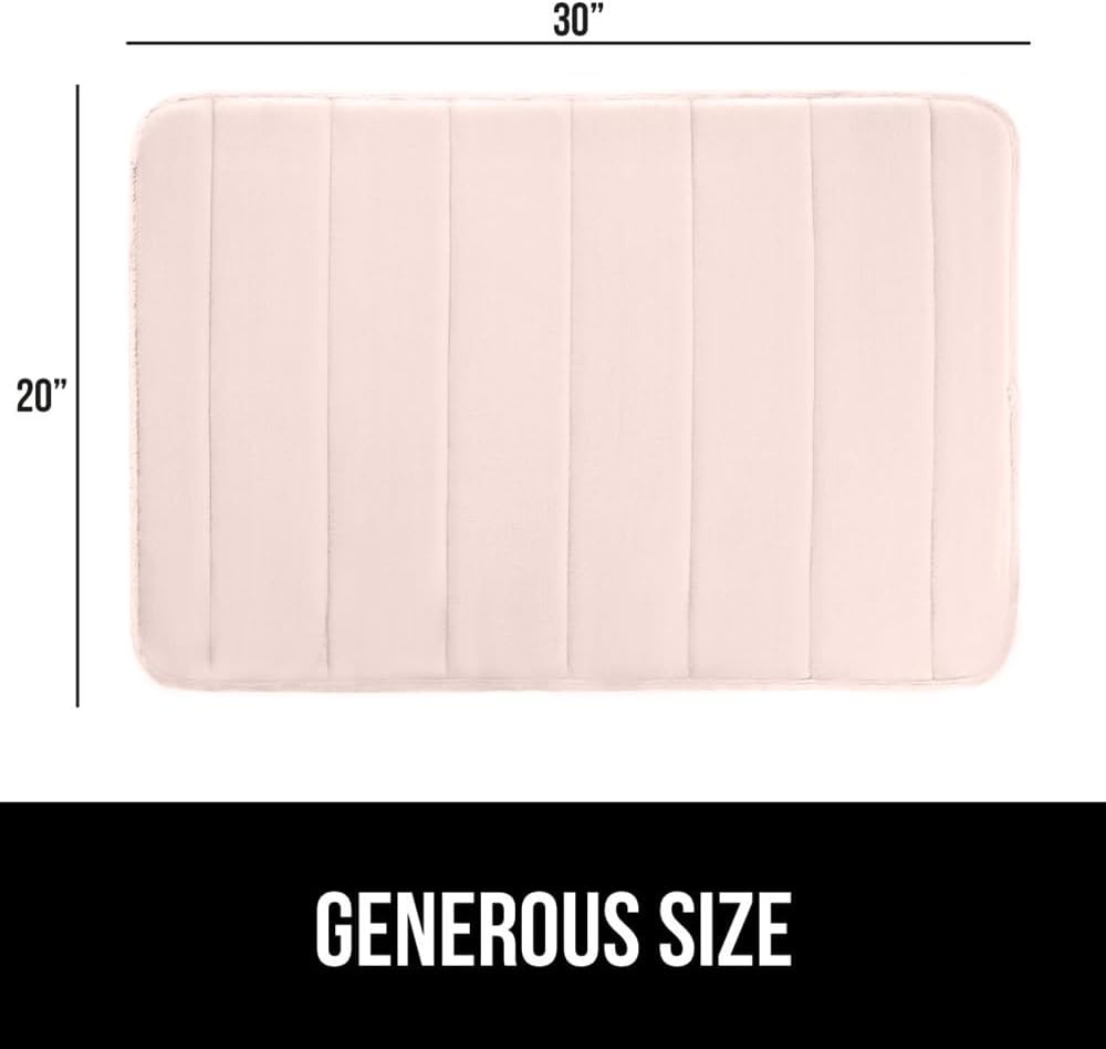 image:imageGORILLA GRIP Memory Foam Bath Mat Soft Absorbent US Designed Bathroom Rug Gripping Dots Machine Washable Bathmat Cushioned Floor Mats Shower Sink Rugs Room Dcor Accessories 24x17 Graphite GrayStriped Pink