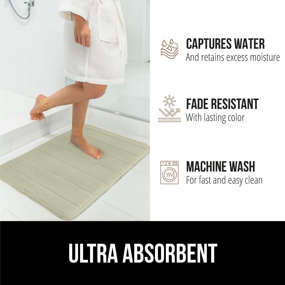 image:imageGORILLA GRIP Memory Foam Bath Mat Soft Absorbent US Designed Bathroom Rug Gripping Dots Machine Washable Bathmat Cushioned Floor Mats Shower Sink Rugs Room Dcor Accessories 24x17 Graphite GrayStriped Sage