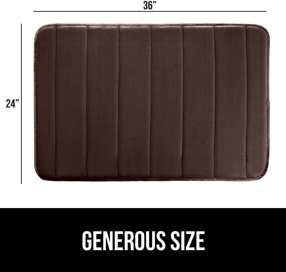 image:imageGORILLA GRIP Memory Foam Bath Mat Soft Absorbent US Designed Bathroom Rug Gripping Dots Machine Washable Bathmat Cushioned Floor Mats Shower Sink Rugs Room Dcor Accessories 24x17 Graphite GrayStriped Brown