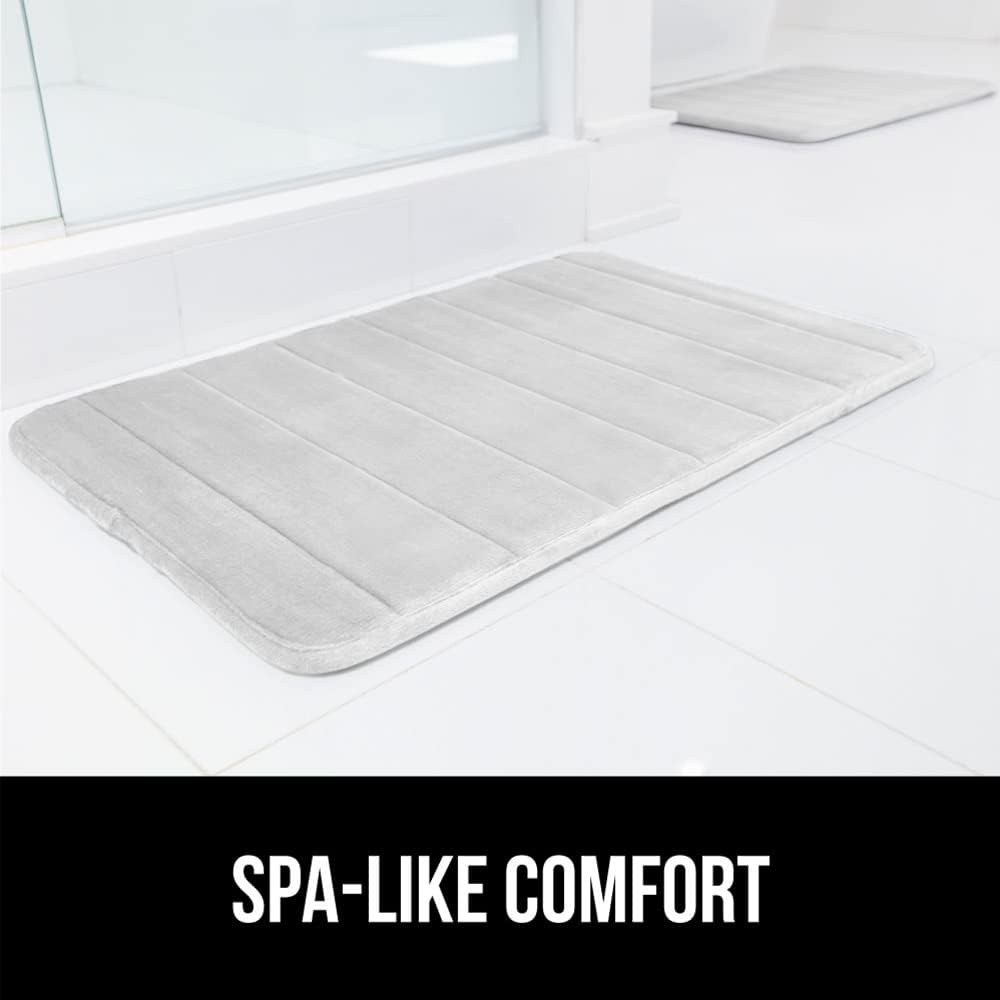 image:imageGORILLA GRIP Memory Foam Bath Mat Soft Absorbent US Designed Bathroom Rug Gripping Dots Machine Washable Bathmat Cushioned Floor Mats Shower Sink Rugs Room Dcor Accessories 24x17 Graphite GrayStriped Light Gray