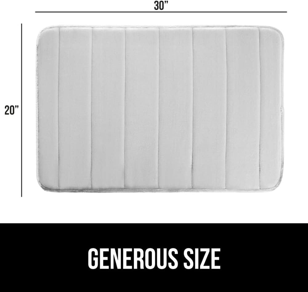 image:imageGORILLA GRIP Memory Foam Bath Mat Soft Absorbent US Designed Bathroom Rug Gripping Dots Machine Washable Bathmat Cushioned Floor Mats Shower Sink Rugs Room Dcor Accessories 24x17 Graphite GrayStriped Light Gray