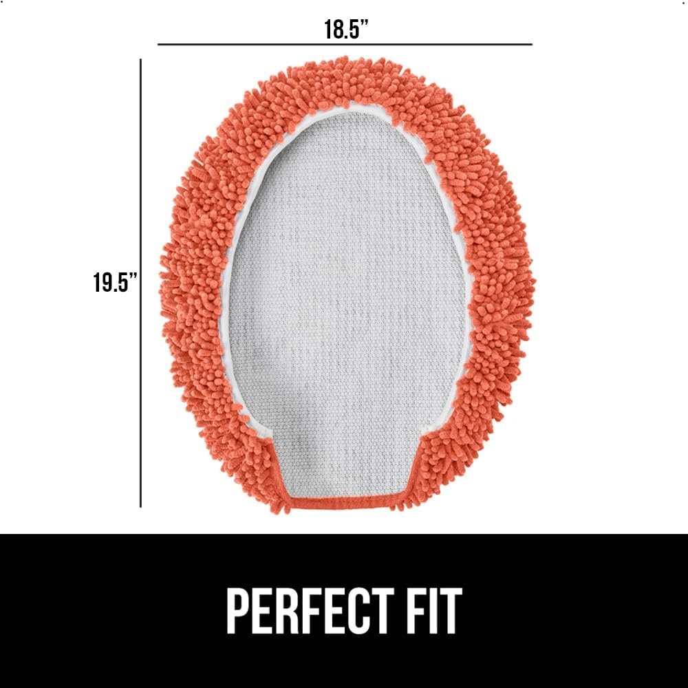 image:imageGORILLA GRIP Soft Chenille Bathroom Toilet Lid Cover Machine Washable Seat Covers 195x185 Stays in Place Rubber Backing Fits Most Round Elongated and Oblong Lids Accessories Decor GreyCoral