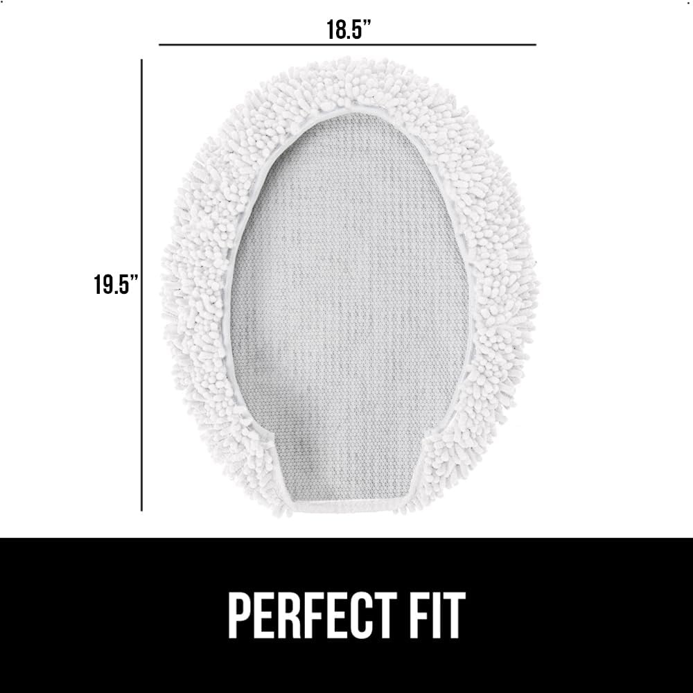 image:imageGORILLA GRIP Soft Chenille Bathroom Toilet Lid Cover Machine Washable Seat Covers 195x185 Stays in Place Rubber Backing Fits Most Round Elongated and Oblong Lids Accessories Decor GreyWhite