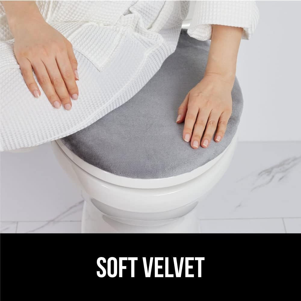 image:imageGORILLA GRIP Soft Chenille Bathroom Toilet Lid Cover Machine Washable Seat Covers 195x185 Stays in Place Rubber Backing Fits Most Round Elongated and Oblong Lids Accessories Decor GreyGrey