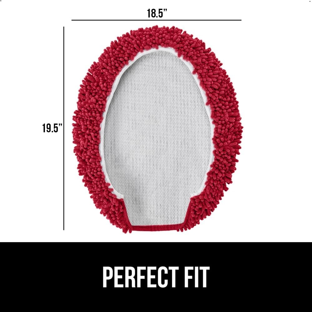 image:imageGORILLA GRIP Soft Chenille Bathroom Toilet Lid Cover Machine Washable Seat Covers 195x185 Stays in Place Rubber Backing Fits Most Round Elongated and Oblong Lids Accessories Decor GreyRed
