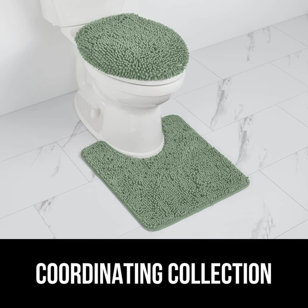 image:imageGORILLA GRIP Soft Chenille Bathroom Toilet Lid Cover Machine Washable Seat Covers 195x185 Stays in Place Rubber Backing Fits Most Round Elongated and Oblong Lids Accessories Decor GreySage
