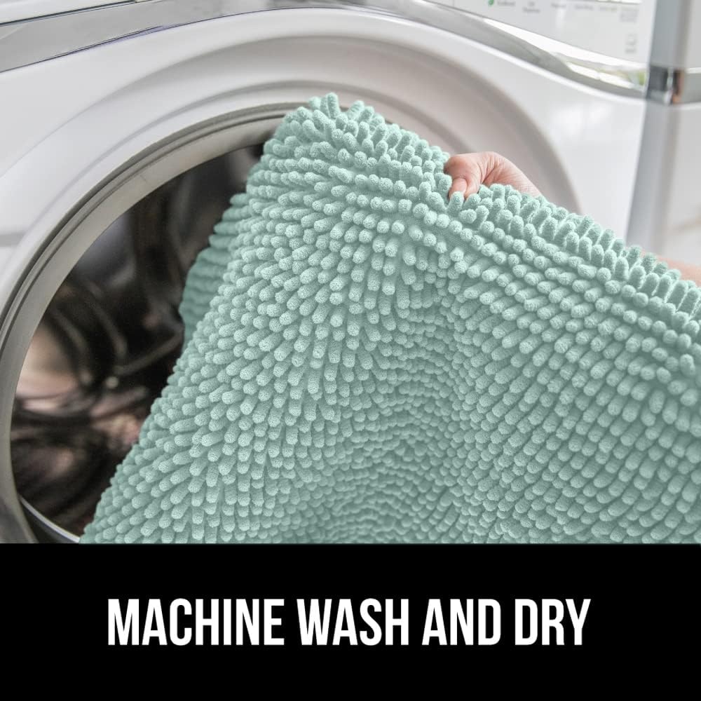 image:imageGORILLA GRIP Soft Chenille Bathroom Toilet Lid Cover Machine Washable Seat Covers 195x185 Stays in Place Rubber Backing Fits Most Round Elongated and Oblong Lids Accessories Decor GreySea Blue