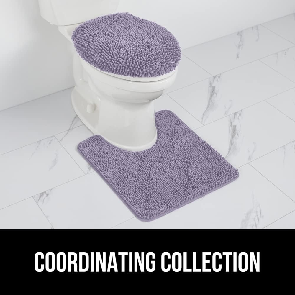 image:imageGORILLA GRIP Soft Chenille Bathroom Toilet Lid Cover Machine Washable Seat Covers 195x185 Stays in Place Rubber Backing Fits Most Round Elongated and Oblong Lids Accessories Decor GreyLight Purple