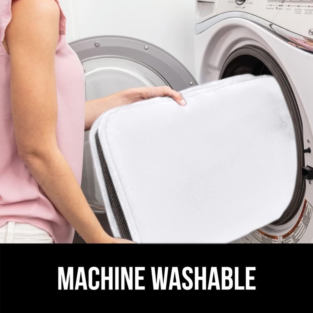 image:imageGORILLA GRIP Soft Chenille Bathroom Toilet Lid Cover Machine Washable Seat Covers 195x185 Stays in Place Rubber Backing Fits Most Round Elongated and Oblong Lids Accessories Decor GreyWhite