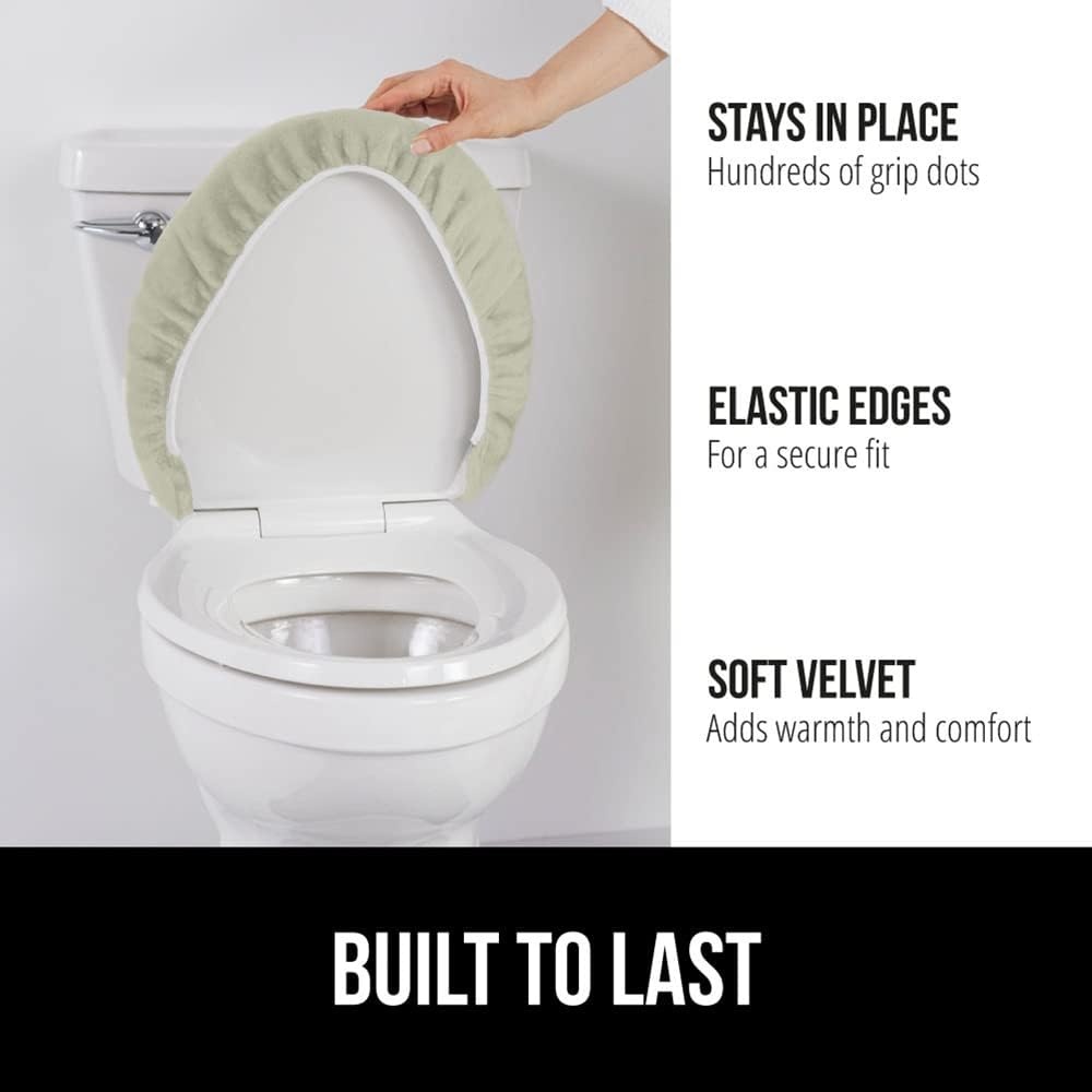 image:imageGORILLA GRIP Soft Chenille Bathroom Toilet Lid Cover Machine Washable Seat Covers 195x185 Stays in Place Rubber Backing Fits Most Round Elongated and Oblong Lids Accessories Decor GreySage