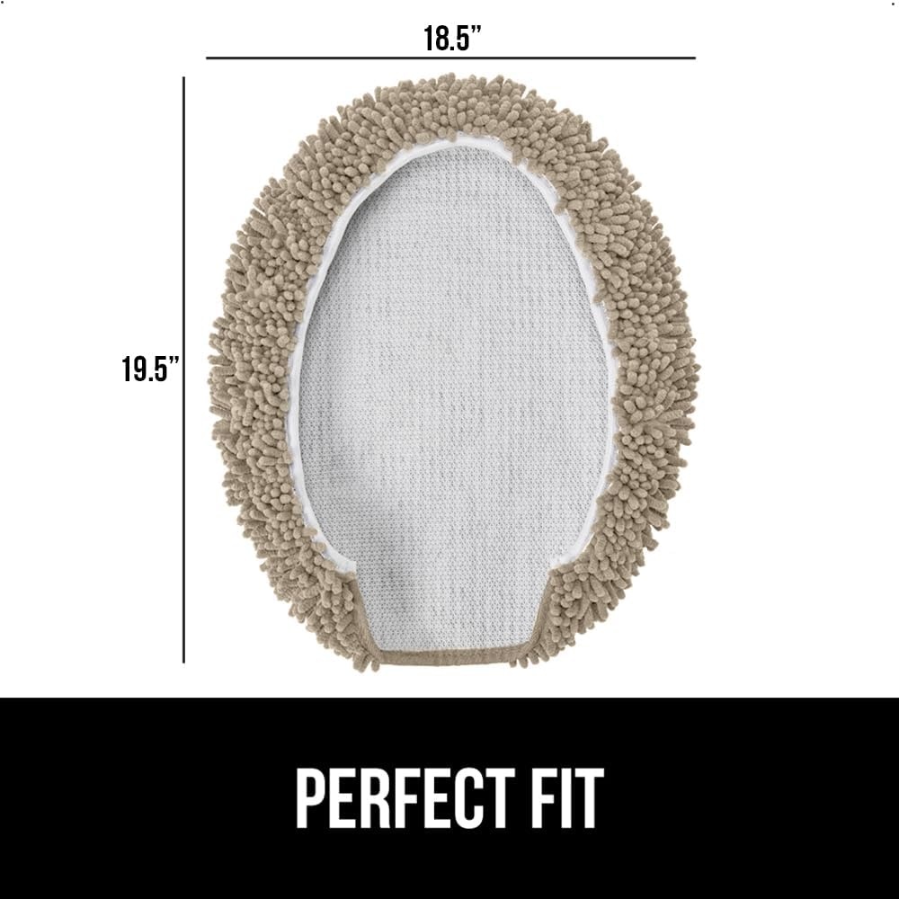 image:imageGORILLA GRIP Soft Chenille Bathroom Toilet Lid Cover Machine Washable Seat Covers 195x185 Stays in Place Rubber Backing Fits Most Round Elongated and Oblong Lids Accessories Decor GreyGray Beige