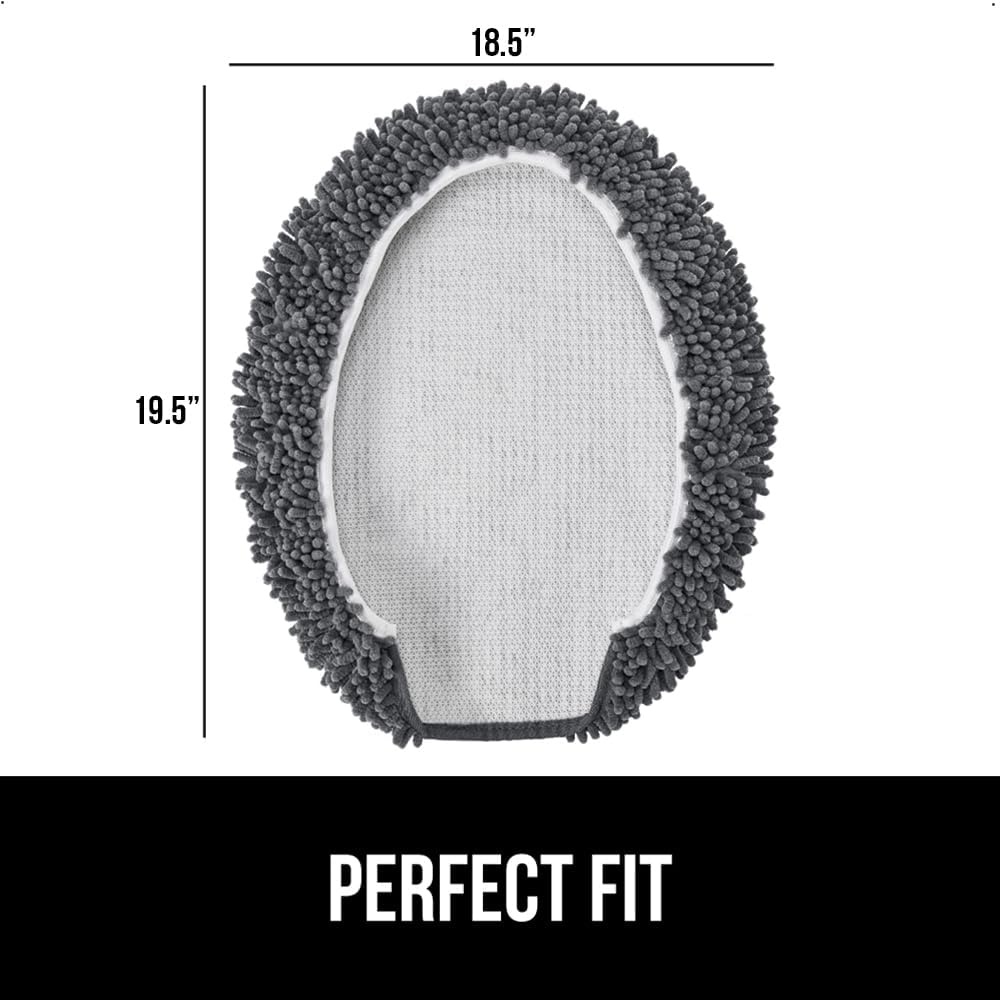 image:imageGORILLA GRIP Soft Chenille Bathroom Toilet Lid Cover Machine Washable Seat Covers 195x185 Stays in Place Rubber Backing Fits Most Round Elongated and Oblong Lids Accessories Decor GreyCharcoal