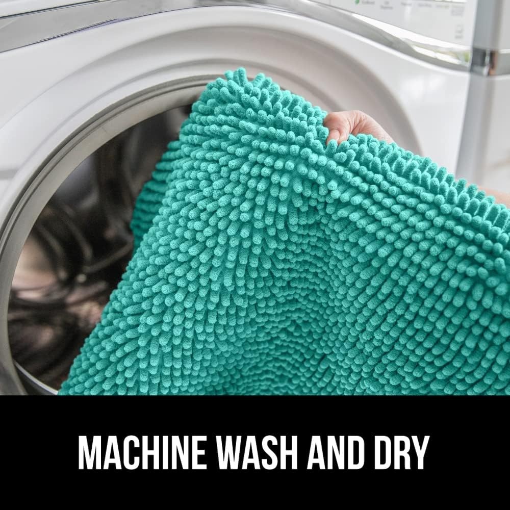 image:imageGORILLA GRIP Soft Chenille Bathroom Toilet Lid Cover Machine Washable Seat Covers 195x185 Stays in Place Rubber Backing Fits Most Round Elongated and Oblong Lids Accessories Decor GreyTurquoise