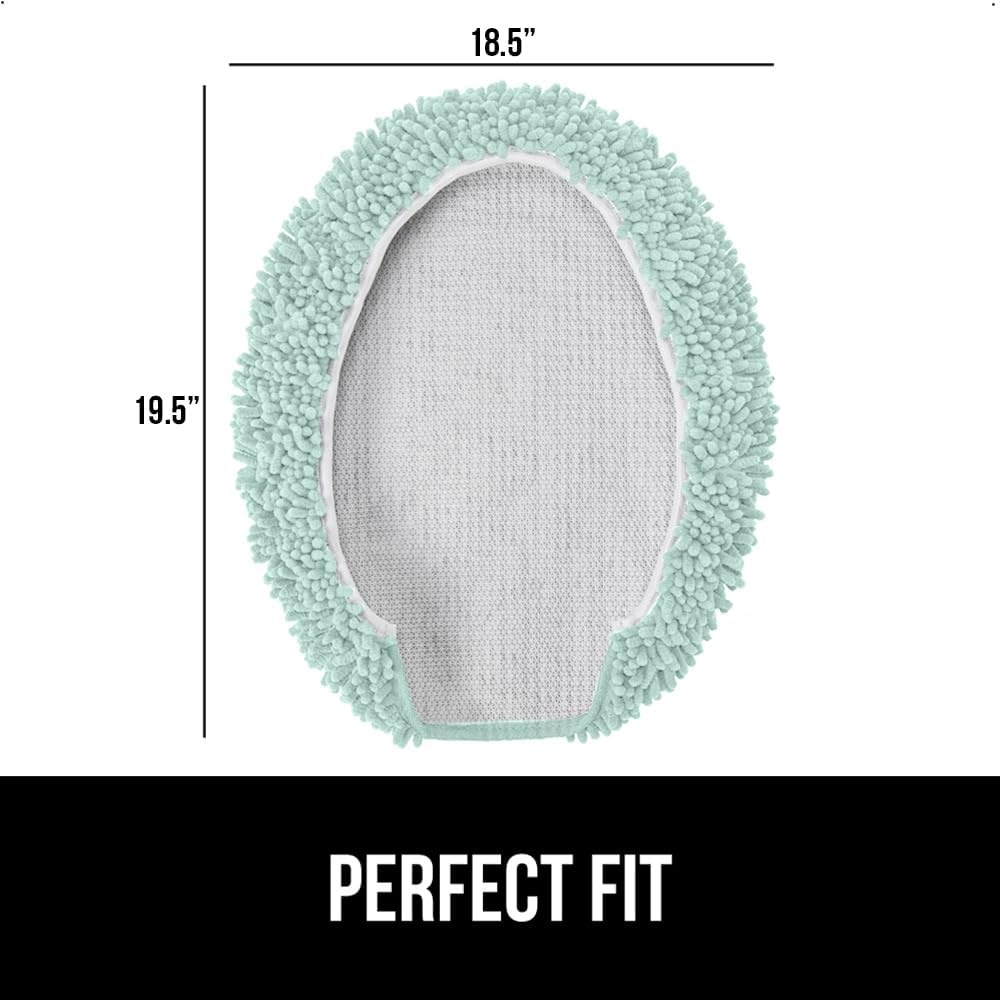 image:imageGORILLA GRIP Soft Chenille Bathroom Toilet Lid Cover Machine Washable Seat Covers 195x185 Stays in Place Rubber Backing Fits Most Round Elongated and Oblong Lids Accessories Decor GreySea Blue