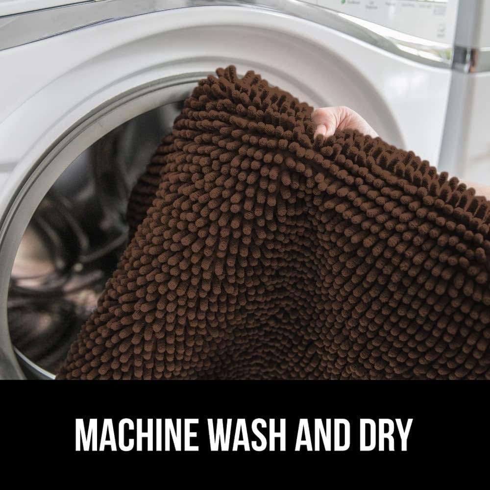 image:imageGORILLA GRIP Soft Chenille Bathroom Toilet Lid Cover Machine Washable Seat Covers 195x185 Stays in Place Rubber Backing Fits Most Round Elongated and Oblong Lids Accessories Decor GreyBrown