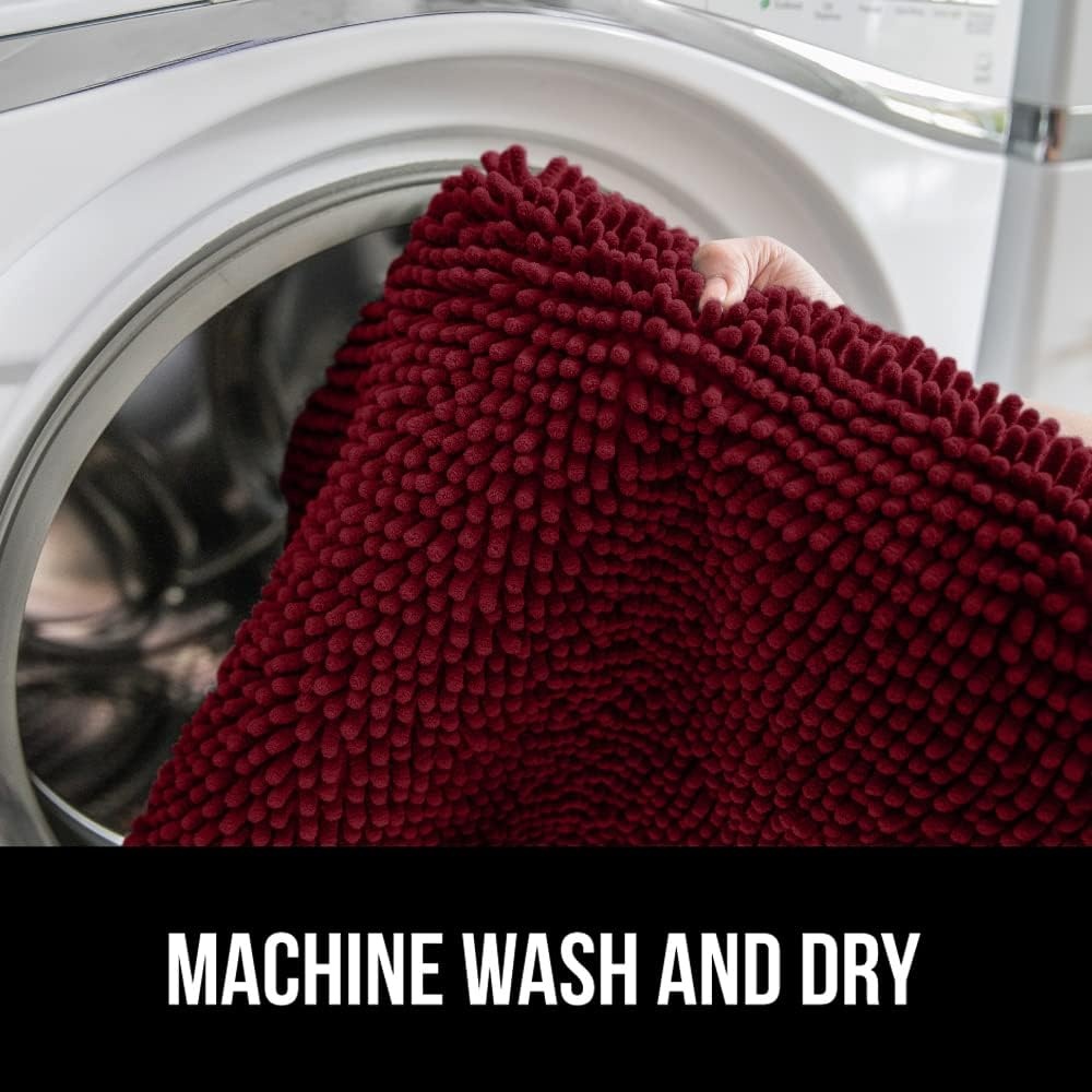 image:imageGORILLA GRIP Soft Chenille Bathroom Toilet Lid Cover Machine Washable Seat Covers 195x185 Stays in Place Rubber Backing Fits Most Round Elongated and Oblong Lids Accessories Decor GreyBurgundy