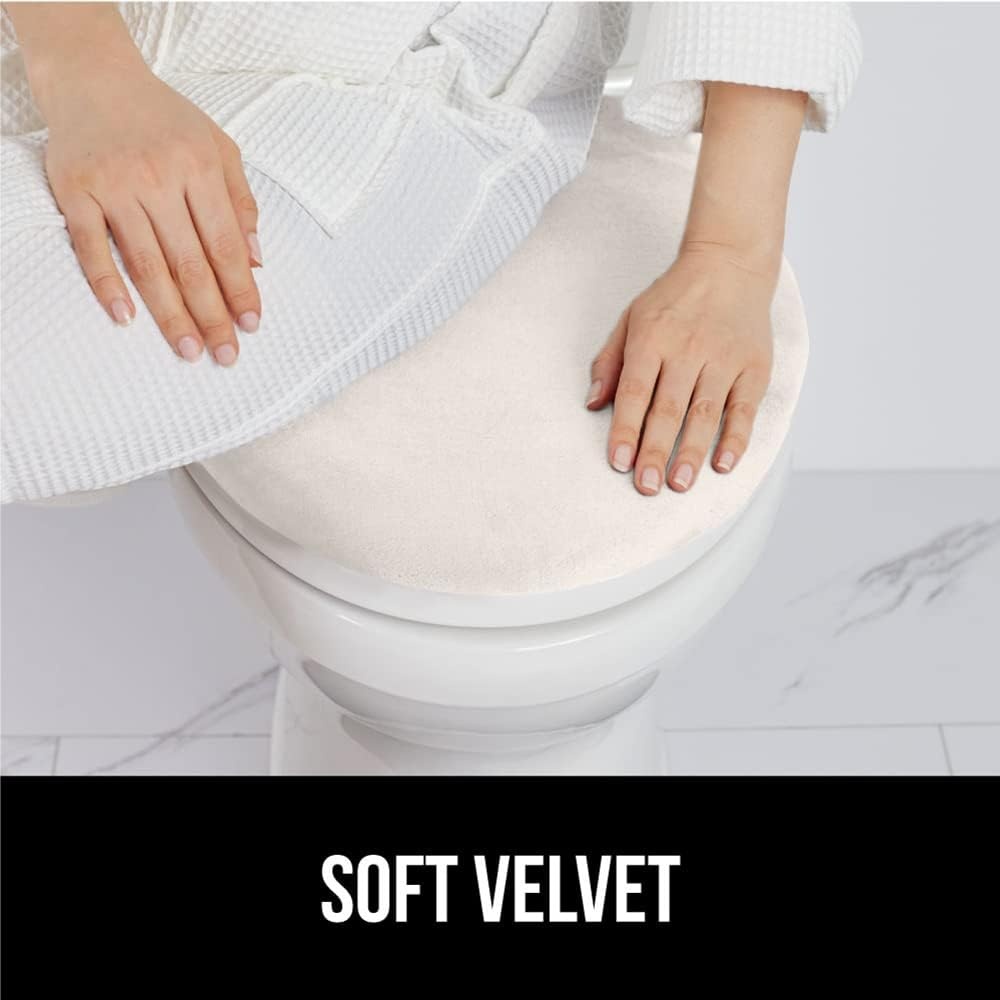 image:imageGORILLA GRIP Soft Chenille Bathroom Toilet Lid Cover Machine Washable Seat Covers 195x185 Stays in Place Rubber Backing Fits Most Round Elongated and Oblong Lids Accessories Decor GreyIvory