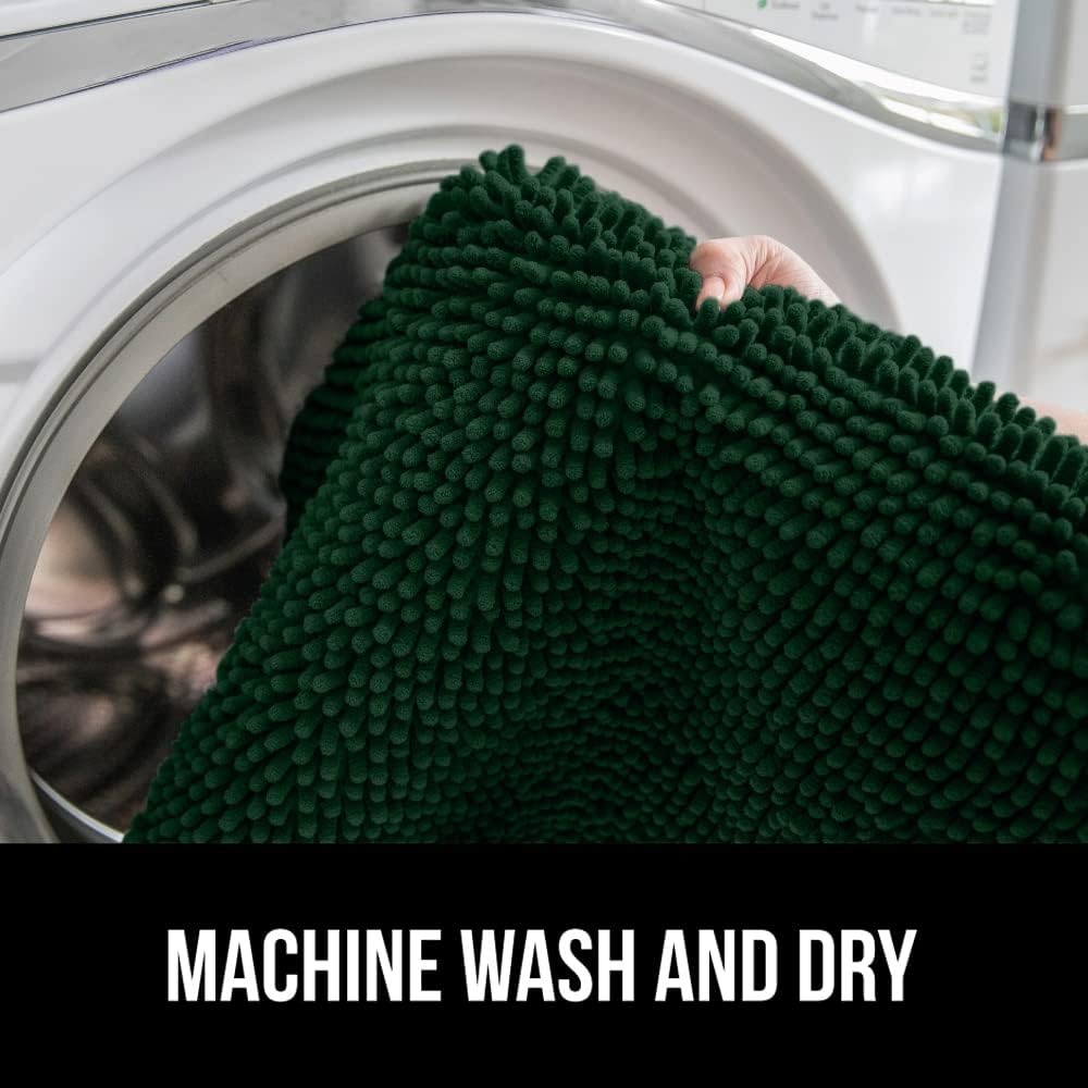 image:imageGORILLA GRIP Soft Chenille Bathroom Toilet Lid Cover Machine Washable Seat Covers 195x185 Stays in Place Rubber Backing Fits Most Round Elongated and Oblong Lids Accessories Decor GreyHunter Green