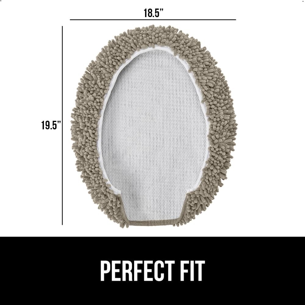 image:imageGORILLA GRIP Soft Chenille Bathroom Toilet Lid Cover Machine Washable Seat Covers 195x185 Stays in Place Rubber Backing Fits Most Round Elongated and Oblong Lids Accessories Decor GreyLatte