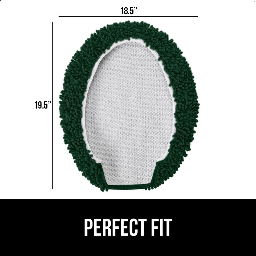 image:imageGORILLA GRIP Soft Chenille Bathroom Toilet Lid Cover Machine Washable Seat Covers 195x185 Stays in Place Rubber Backing Fits Most Round Elongated and Oblong Lids Accessories Decor GreyHunter Green