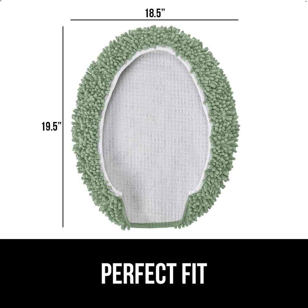 image:imageGORILLA GRIP Soft Chenille Bathroom Toilet Lid Cover Machine Washable Seat Covers 195x185 Stays in Place Rubber Backing Fits Most Round Elongated and Oblong Lids Accessories Decor GreySage