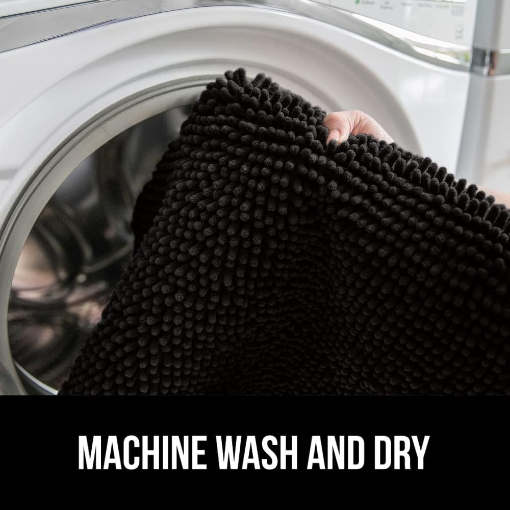image:imageGORILLA GRIP Soft Chenille Bathroom Toilet Lid Cover Machine Washable Seat Covers 195x185 Stays in Place Rubber Backing Fits Most Round Elongated and Oblong Lids Accessories Decor GreyBlack