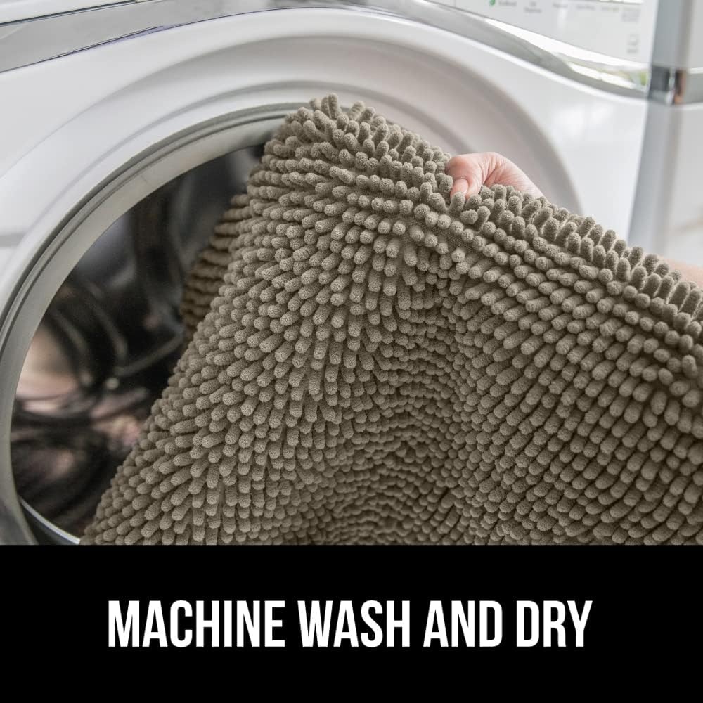image:imageGORILLA GRIP Soft Chenille Bathroom Toilet Lid Cover Machine Washable Seat Covers 195x185 Stays in Place Rubber Backing Fits Most Round Elongated and Oblong Lids Accessories Decor GreyLatte